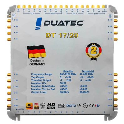 Duatec Multischalter 16/20 Switch FULL HD 3D 4K UHD 20 Teilnehmer SAT Verteiler