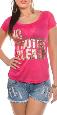 SeXy MiSS Damen Shirt Metallic gold print Top NO PHOTOS PLEASE 34/36 36/38 pink