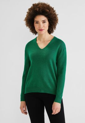 Street One - Pullover mit V-Ausschnitt in Dark Brisk Green