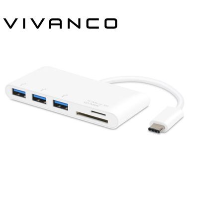 Vivanco USB Type C Hub Kartenleser 3x USB 5 GBit/ s Cardreader USB 3.1 Gen.1 USBC