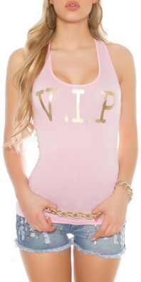 SeXy Miss Damen Tank Top Girly Trend VIP Print Shirt 34/36/38 rosa gold NEU