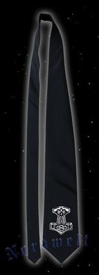 Krawatte, schwarz mit silberfarbenem Thorhammer Aufdruck
