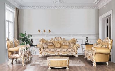 Klassische Sofagarnitur 4tlg. Set Barock Rokoko Luxus Möbel Couch Sofa