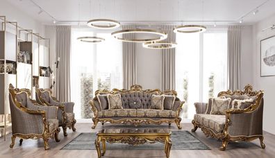 Luxus Sofagarnitur Klassische Couch Sofa Polster Möbel Set Komplett 5tlg