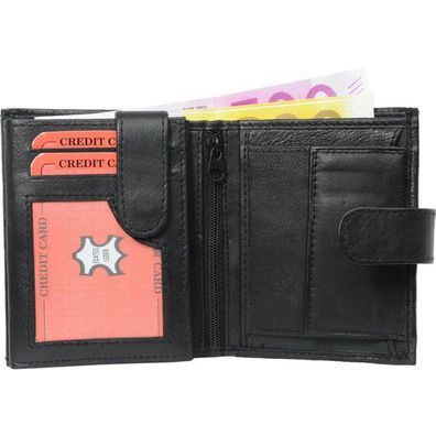 Geldbörse Nappa Leder mit Außenriegel schwarz ca. 9,0 x 10,5 cm