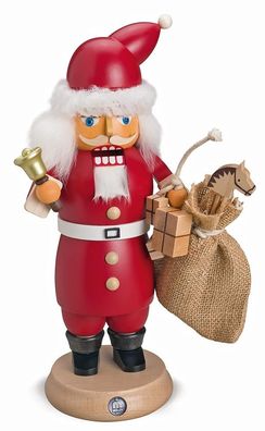 Nußknacker und Räuchermann Weihnachtsmann mit Glocke und Geschenkesack
