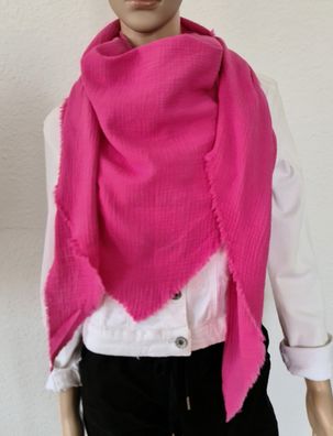 Italy Blogger XXL Dreieckstuch Schal Tuch Musselin 100% Baumwolle Fransen Pink