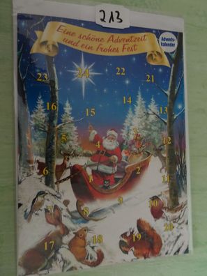 alte WeihnachtsGrußKarte Adventskalender Kuvert Horn Verlag Weihnachtsmann Winter Gli