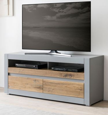 Lowboard TV Unterschrank grau Zinn Eiche 150 cm Komforthöhe Soft-Close Tamaris