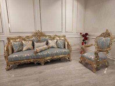 Luxus Möbel Sofagarnitur 2tlg. Klassische Möbel Sofa Couch Garnituren