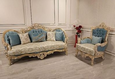 Wohnzimmer Sofagarnitur Klassische Sofa Couch Möbel einrichtung 3 + 1 Sitzer