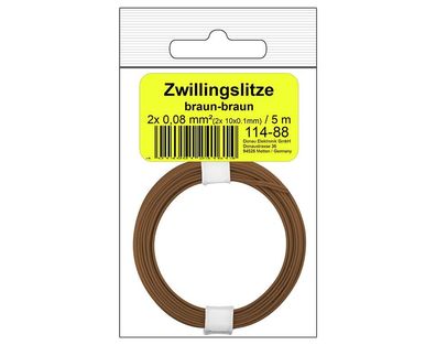 Zwillingslitze 0,08 mm² / 5 m braun-braun in SB