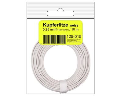 Kupferschalt Litze 0,25 mm² / 10 m / weiss in SB Beutel