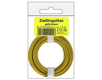 Zwillingslitze 0,14 mm² / 5 m gelb-braun in SB