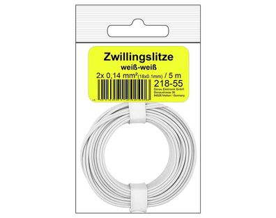 Zwillingslitze 0,14 mm² / 5 m weiß-weiß in SB