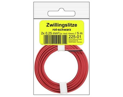 Zwillingslitze 0,25 mm² / 5 m rot-schwarz in SB