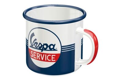 Emaille Kaffeetasse "Vespa Service" Retro Tasse Becher Mug Trinkbecher Servizio