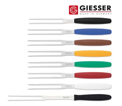 Giesser Messer Serviergabel Wurstgabel Fleischgabel Gabel 13 + 19 cm in 7 Farben