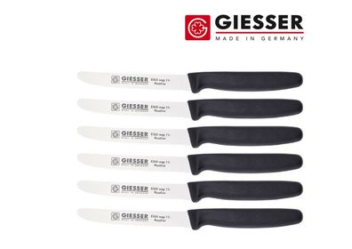 6er Set Giesser Messer Tomatenmesser Brötchenmesser Küchenmesser schwarz 11 cm