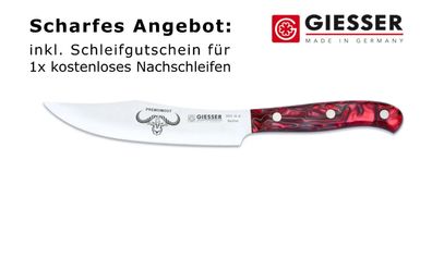 Giesser Messer PremiumCut Küchenmesser Veggie No 1 Acryl Red Diamond BBQ 16 cm