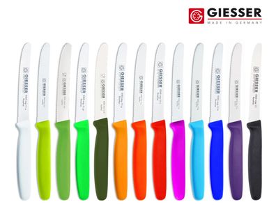 Giesser Messer Tomatenmesser Brötchenmesser Küchenmesser 11cm 1 Stück -19 Farben