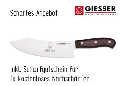 Giesser Messer 20 cm PremiumCut Micarta Chefs No 1 Rocking Chef Kochmesser BBQ