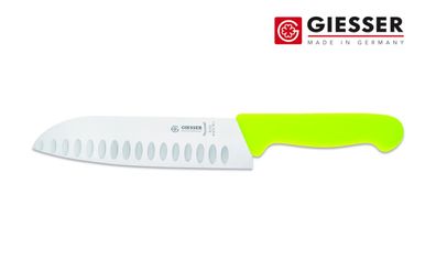 Giesser Messer Japan Santoku Kochmesser Küchenmesser Kullenschliff 18 cm limette