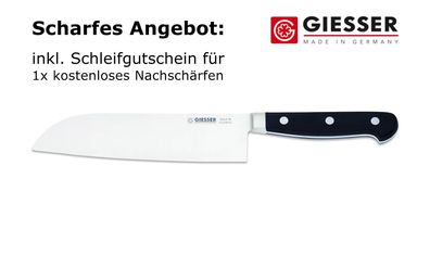 Giesser Messer Japan Santoku Kochmesser Küchenmesser geschmiedet schwarz 18 cm