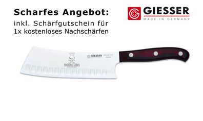 Giesser Messer Santoku Yobocho No 1 Rocking Chef Micarta 16 cm scharf mit Kullen