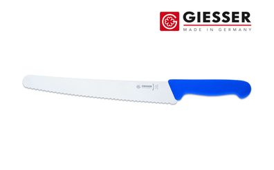 Giesser Messer Brotmesser Universalmesser Konditormesser 25 cm Welle 6 mm blau