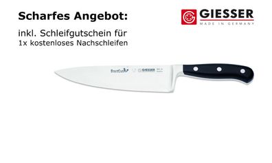 Giesser Messer Kochmesser Küchenmesser BestCut 18 cm geschmiedet leicht schwarz