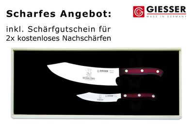Giesser Messer PremiumCut 2er Set 20 cm Chefs + 10cm Office Micarta Rocking Chef