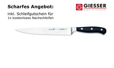 Giesser Messer BestCut Schinkenmesser Tranchiermesser geschmiedet 20 cm schwarz