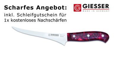 Giesser Messer PremiumCut Acryl Filet No 1 Red Diamond Ausbeinmesser BBQ 17 cm