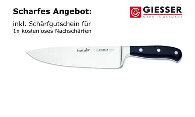 Giesser Messer Kochmesser Küchenmesser BestCut 20 cm geschmiedet scharf schwarz