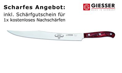 Giesser Messer Schinkenmesser PremiumCut Acryl Slicer No. 1 Red Diamond 31cm BBQ
