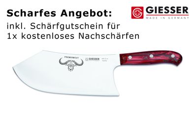Giesser Messer PremiumCut 22 cm Acryl Butcher No. 1 Red Diamond Hackmesser BBQ