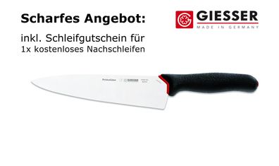 Giesser Messer Küchenmesser Kochmesser PrimeLine Profimesser breit schwarz 20 cm
