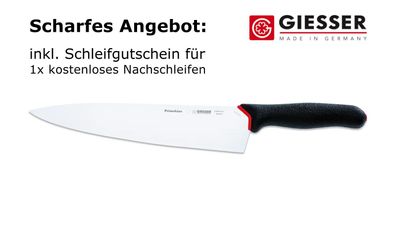 Giesser Messer Küchenmesser Kochmesser PrimeLine Profimesser breit schwarz 23 cm