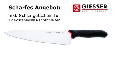 Giesser Messer Küchenmesser Kochmesser PrimeLine Profimesser breit schwarz 26 cm