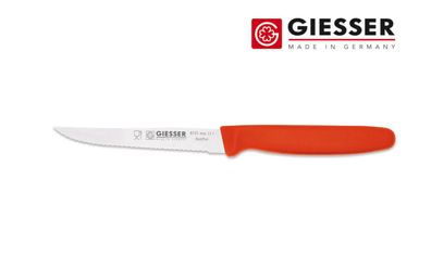 Giesser Messer Steakmesser Tomatenmesser Küchenmesser Wellenschliff 11 cm rot