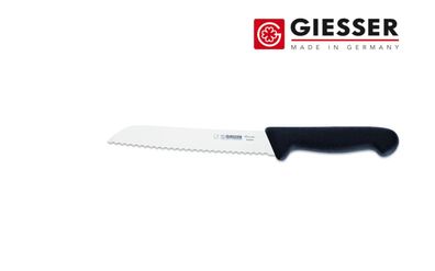 Giesser Messer Brotmesser Konditormesser Sägemesser Wellenschliff 18 cm schwarz
