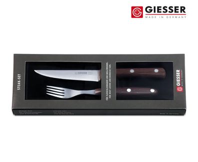 Giesser Messer Steakbesteck Steakmesser Steakgabel 2er Set Rostfrei Palisander