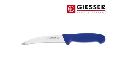 Giesser Messer Gekrösemesser Aufbrechmesser Stahlknopf gebogene Klinge 16cm blau