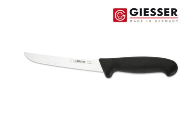 Giesser Messer Ausbeinmesser Fleischermesser schwarz - breit gebogen 15 cm stark