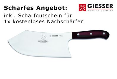 Giesser Messer PremiumCut 22 cm Micarta Butcher No.1 Rocking Chef Hackmesser BBQ