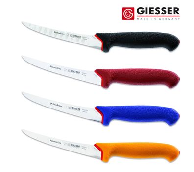 Giesser Messer Ausbeinmesser Metzger PrimeLine schwarz blau rot gelb - 13 + 15cm