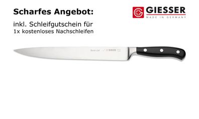 Giesser Messer BestCut Schinkenmesser Tranchiermesser geschmiedet 25 cm schwarz