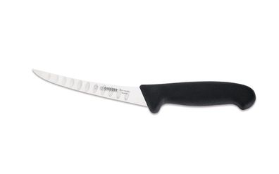 Giesser Messer Ausbeinmesser schwarz - Klinge gebogen Kullenschliff 15 cm stark