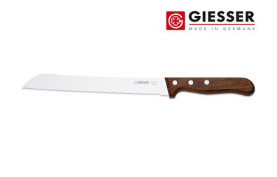 Giesser Messer Brotmesser Konditormesser Kotibé Holz braun Wellenschliff 21 cm